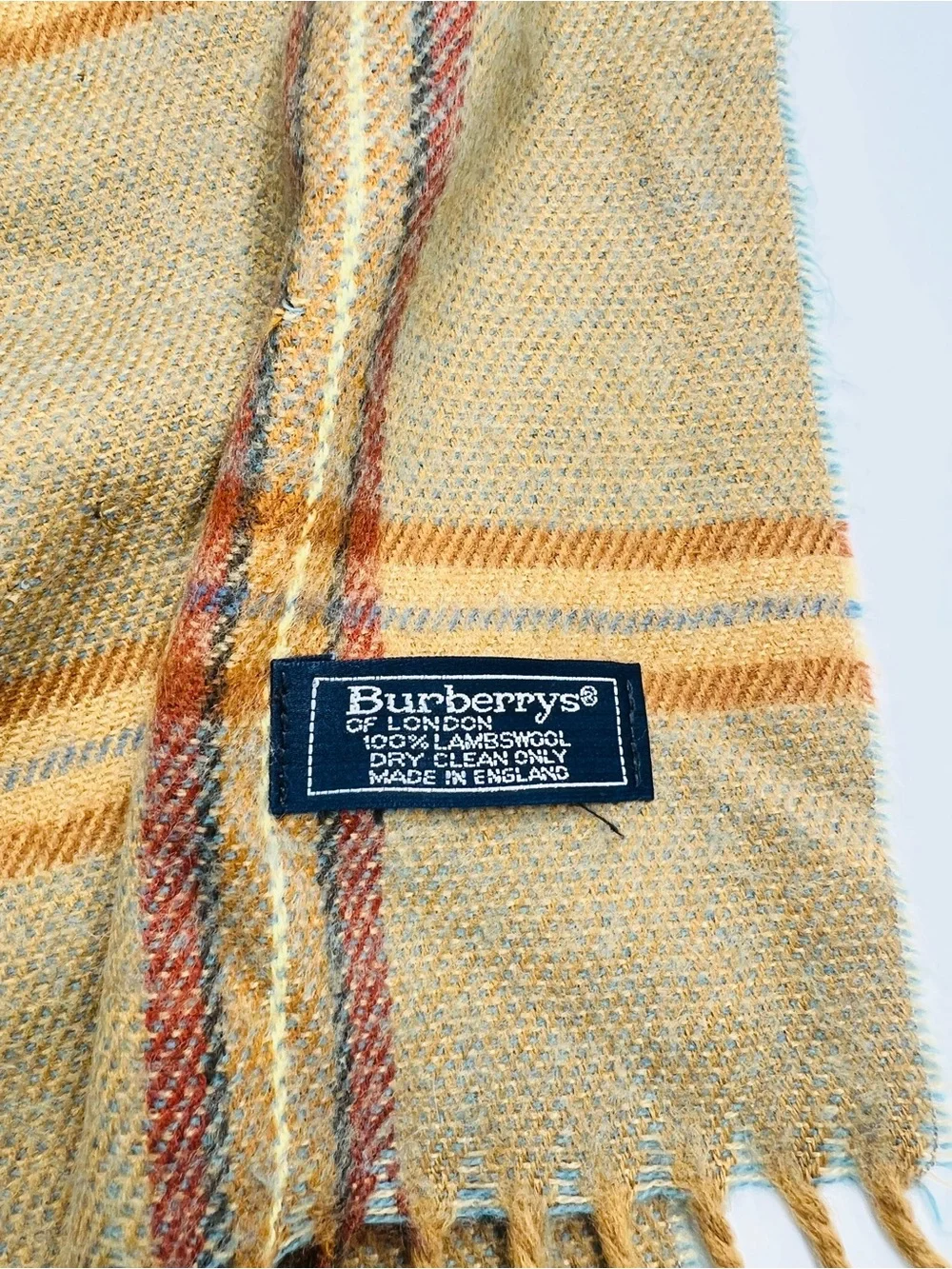Vintage Burberry’s Yellow Plaid Lambswool Scarf